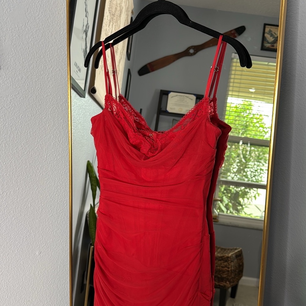 HOUSE OF CB 'Nalini' Holly Red Mesh Corset Maxi Dress NWOT - Picture 8 of 10